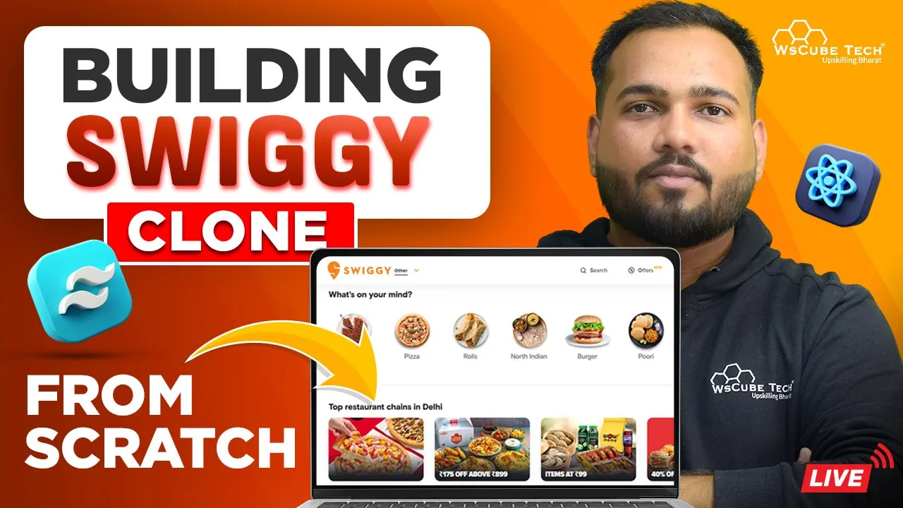 🔴 Live: Build SWIGGY Clone with React JS & TAILWIND CSS | Beginner Web Development Project